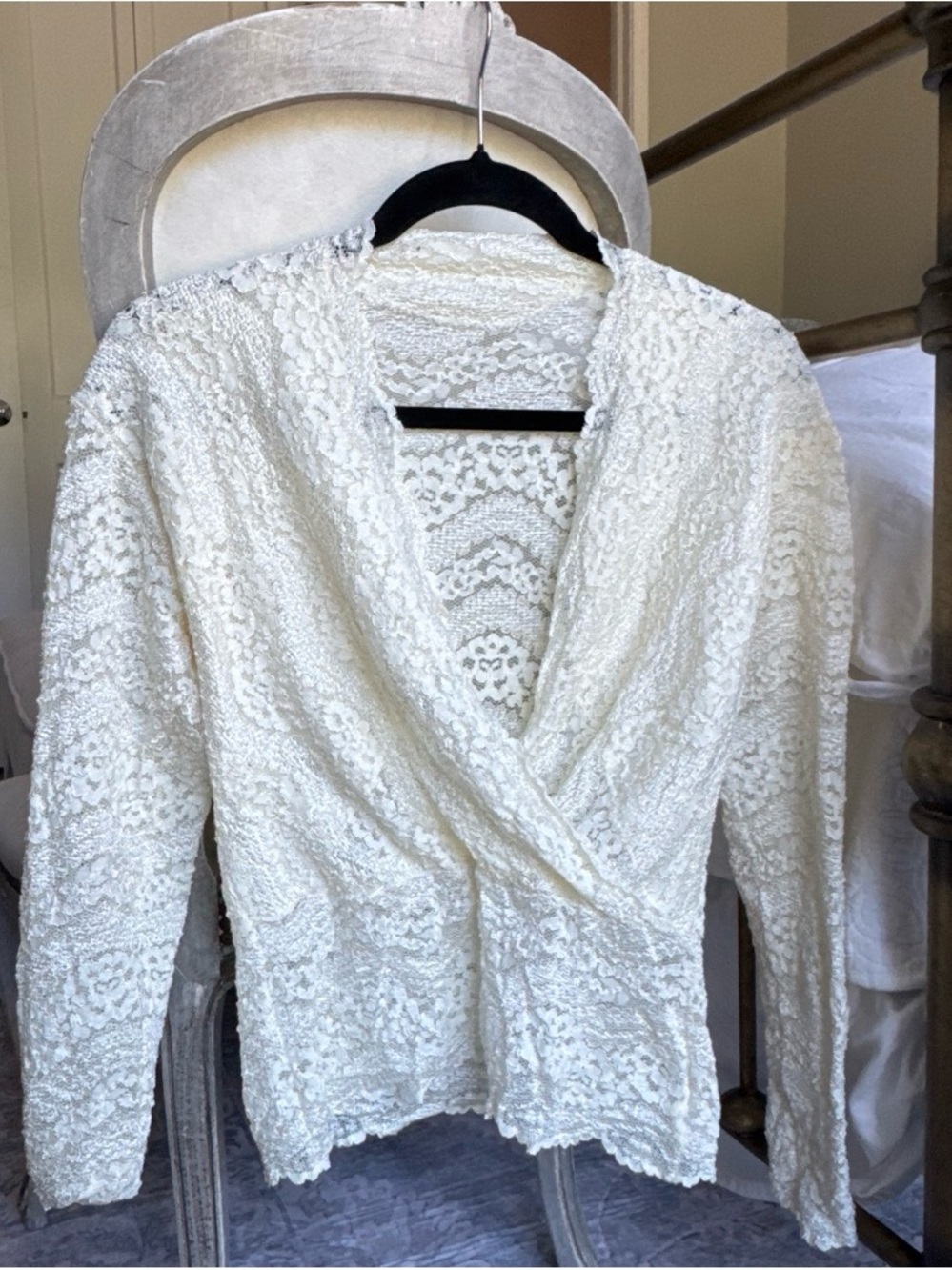 Vintage Hanky Panky Cream Lace Wrap Top